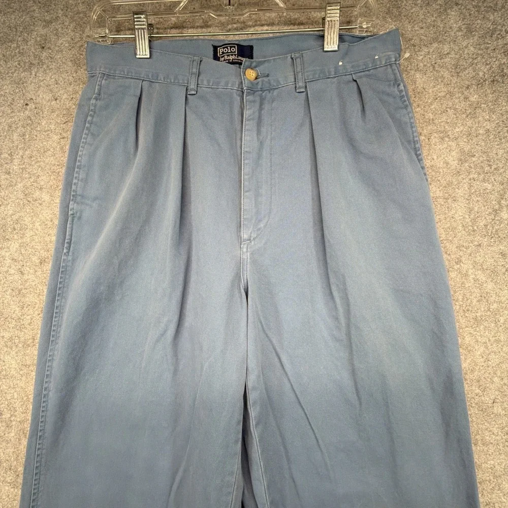 Vintage Polo Ralph Lauren Blue Pants 32x34 (Fits 31x33) Double Pleated Baggy 90s